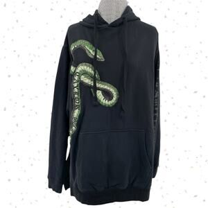RARE Taylor Swift Reputation Embroidered Green Snake Black Hoodie Oversized XS